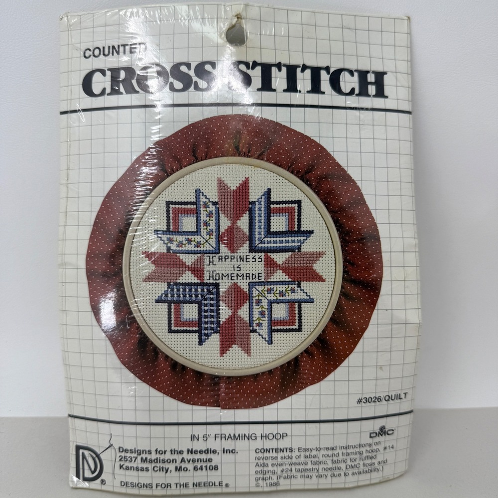 Designs for the Needle Happiness is Homemade Cross Stitch Kit 3026 QUILT 5in